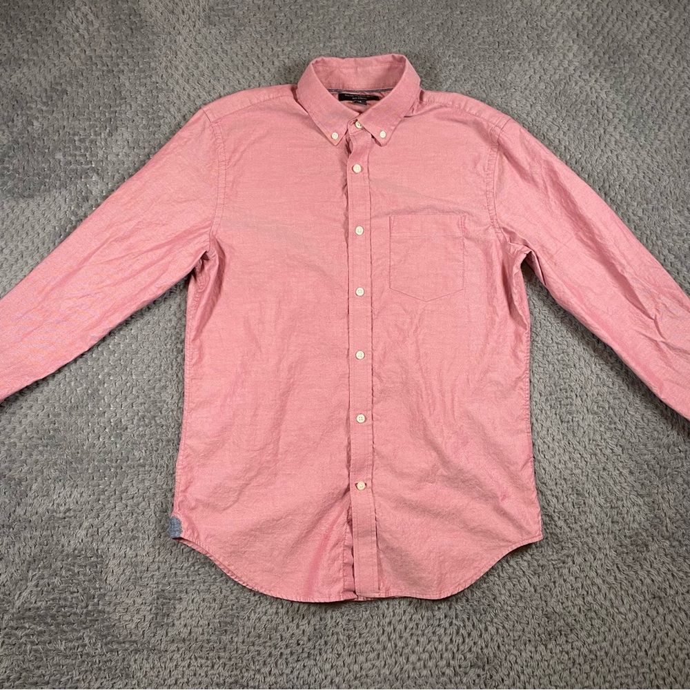 Banana Republic Mens Slim Stretch Button Down Shirt Size M Red‎ Preppy Classic